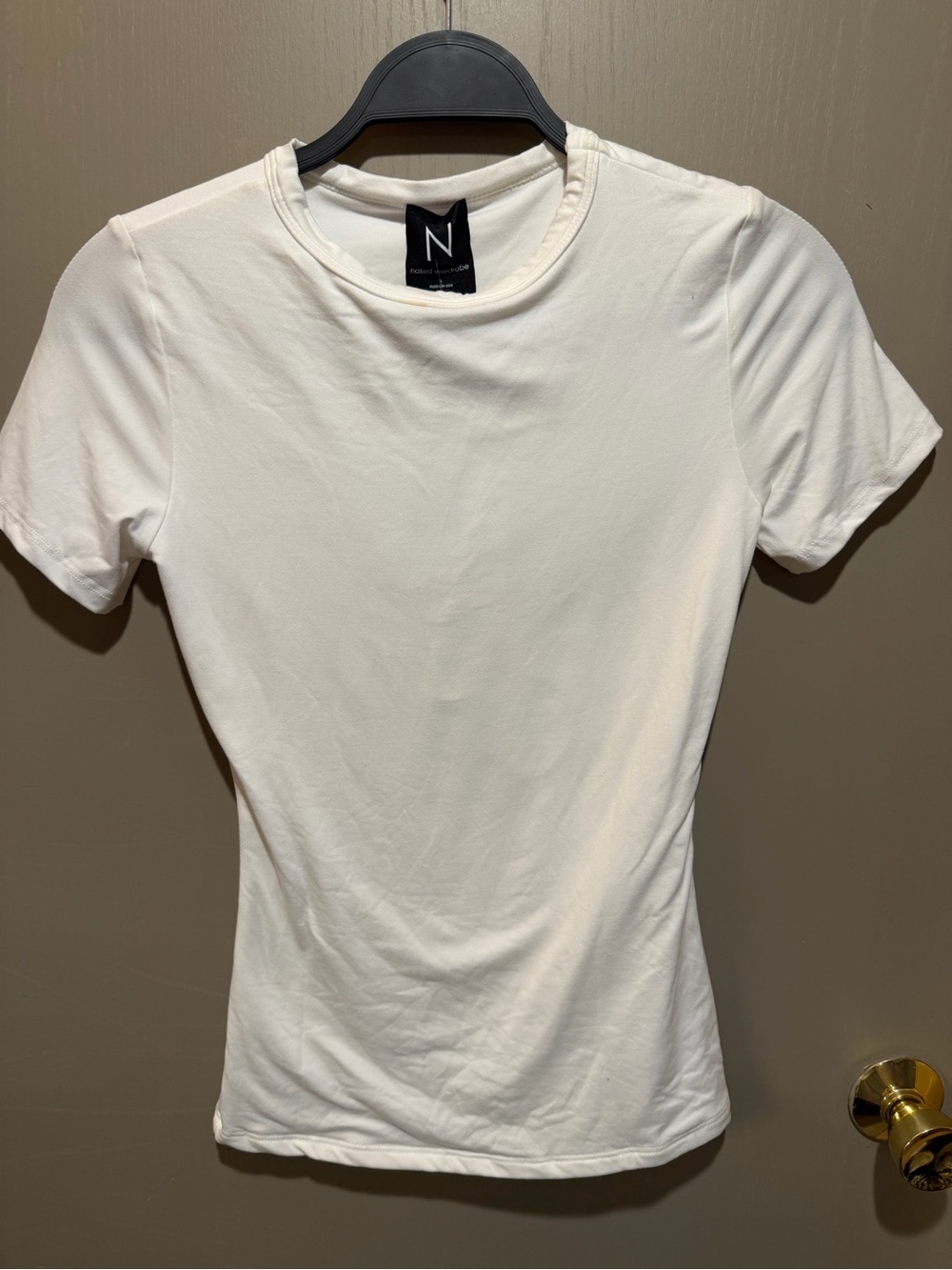 naked wardrobe White Slim Crewneck Short Sleeve Tee